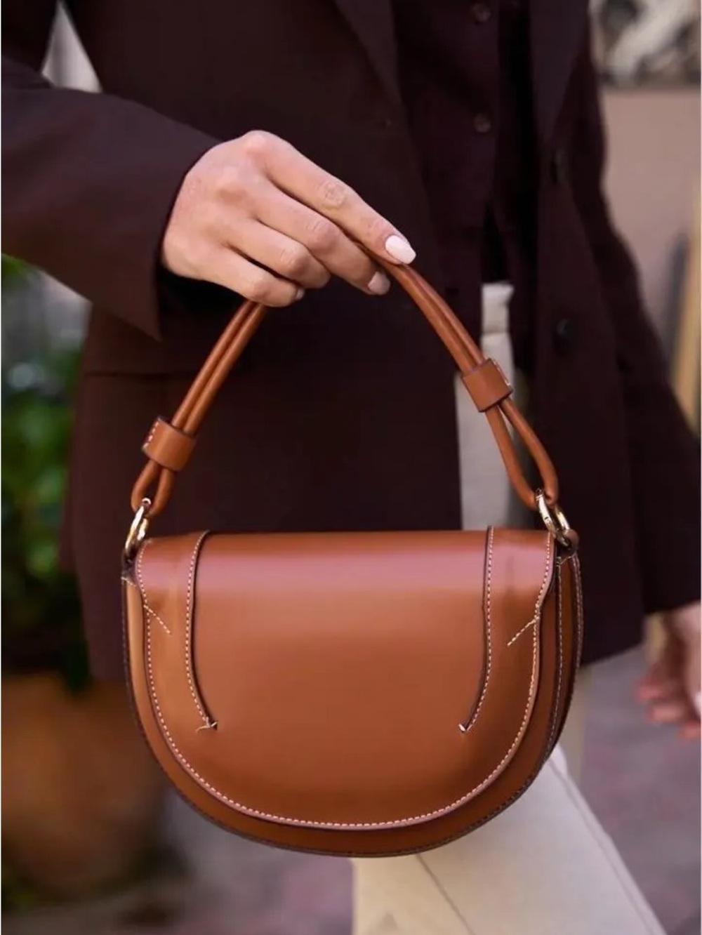 ZARA Half Moon Shoulder Bag Brown